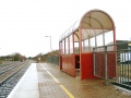 One of the platform shelters on Platform 2, and the view north from the station.