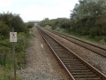 The view towards Bristol from the very end of platform 2. Just visible in the distance (on the right) is the signal box that guards Station Road, St Georges.