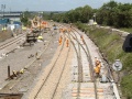 The junction was being checked and re-checked and the signalling tested. In the background a stoneblower was at work.