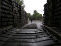 Standing at the southern extremity of the Clutton station site and looking north. The sleepers belong to A.R.M. contractors Ltd and were destined for the West Somerset Railway.