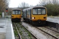 A couple of Class 143 DMUs make use of the passing loop at Avonmouth station. This is the view in the direction of Bristol.