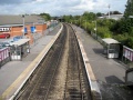 A general view of the station. New platform shelters had been installed and their locations moved closer to the pedestrian entrance. The station had been given a bit of a spruce up.