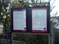 Timetable and information boards.