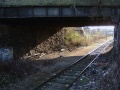 Standing underneath the bridge that took the Midland Railway under Lawrence Hill. The track on the left goes to a waste transfer station.