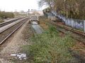 At one time Bedminster Station was accessible from both ends. These bricked up stairways led down to the bridge at Windmill Close. The red warehouse in the distance has been built on the site of the old goods shed at Pylle Hill.