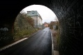 The view from the bridge towards St Werburghs. The area has been redeveloped and the lane tarmaced since my last visit.
