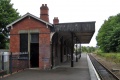 A view of the station building showing that all the bits that were painted green are now painted black.