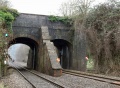 A view west from Avoncliff station showing the bridge that carries the Kennet and Avon Canal across the railway. © John Rawlings