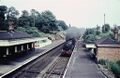 An excellent view of Flax Bourton Station. Loco 6954 hammers through on a southbound train. © Gerald Peacock
