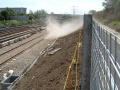 Further along ballasting was taking place and every time a skip load of ballast was unloaded a great cloud of dust enveloped anyone walking along the station footpath.