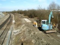 A week later and the foundations had been poured at the spot where the digger was standing. In the background 158748 approached the junction on its journey from Cardiff.
