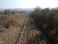 Looking east from the bridge and Chipping Sodbury Tunnel is just visible through the smoky haze produced by a bonfire near the line.