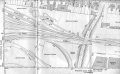 A map showing the approach to Weston Super Mare and Locking Road stations from 1953.