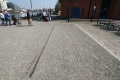 A small section of surviving railway near the SS Great Britain end of the wharf.