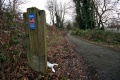 The view towards Stroud. The route of the railway has become a cycle path.