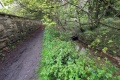 The route of the canal and the towpath appear a few yards past the infilled lock.