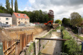 Work has begun on the restoration of the lock. The work to the left of the lock is the installation of a hydro-electric scheme. 5.8.12