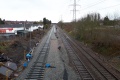 One day later and sleepers have been placed on the freshly laid ballast.