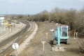 The view north. The headshunt had been disconnected from the mainline and the siding removed completely. Work has begun on building a new relay room at the right of the photo.