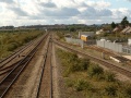 back on the roadbridge that crosses the west end of Severn Tunnel Junction and looking towards Newport. On the right is the Severn Tunnel Emergency Train.