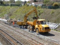Work continued on digging out the trackbed and putting new drainage in place.