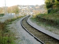 A better look at the curve in the track and the long disused up platform. The signal protects Cheltenham Road Viaduct.