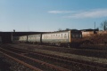 An unidentified pair of 108s with a 104 centre trailer stopped at signals near Claycross Junction.