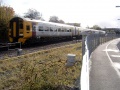 While on the approach to the station a Class 158 flew past at 70mph.