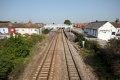 The view north from the bridge showing Bridgwater station.