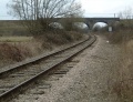 The ex Midland main line passes under Westerleigh Viaduct. The ex GWR mainline passes over the top.