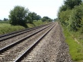 A zoomed view along the line. The bridge just visible in the distance is High Street road bridge at Yatton Station.