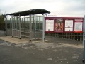 The platform shelter and information board on Platform 2.
