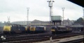 A line up of locos on shed in 1970/71 includes two Warships and a Hymek. © Simon Whittingham