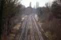 A zoomed view showing the pedestrian crossing at Ebley Crossing Halt.